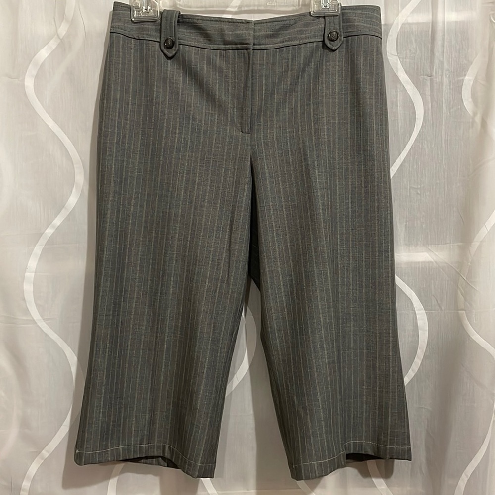 Ann Taylor Capris, Gray &!Green Striped, Size 6